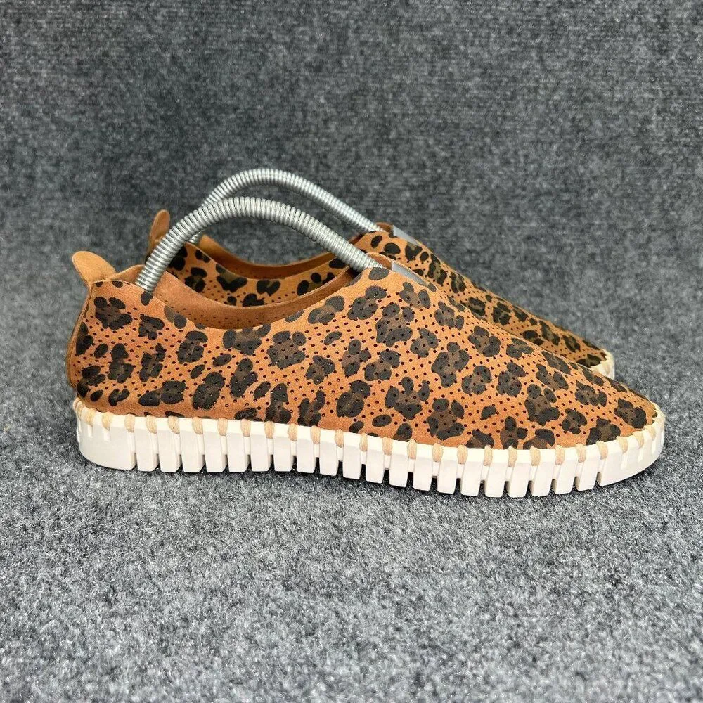 Ilse Jacobsen Shoes Womens 11 Brown Cheetah Print Slip On Comfort Casual Sneaker